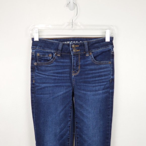 American Eagle Outfitters Artist Crop Next Level Stretch Denim Jeans Sz 0 Short - Picture 4 of 13